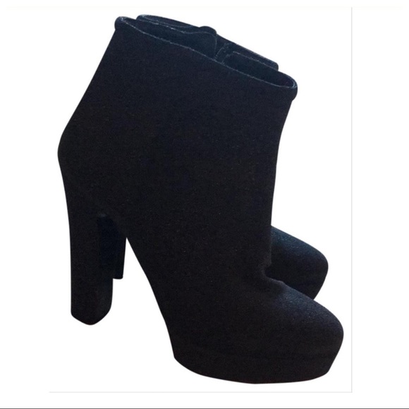 BARNEYS NEW YORK METALLIC BLACK BOOTIES ANKLE - Picture 2 of 7